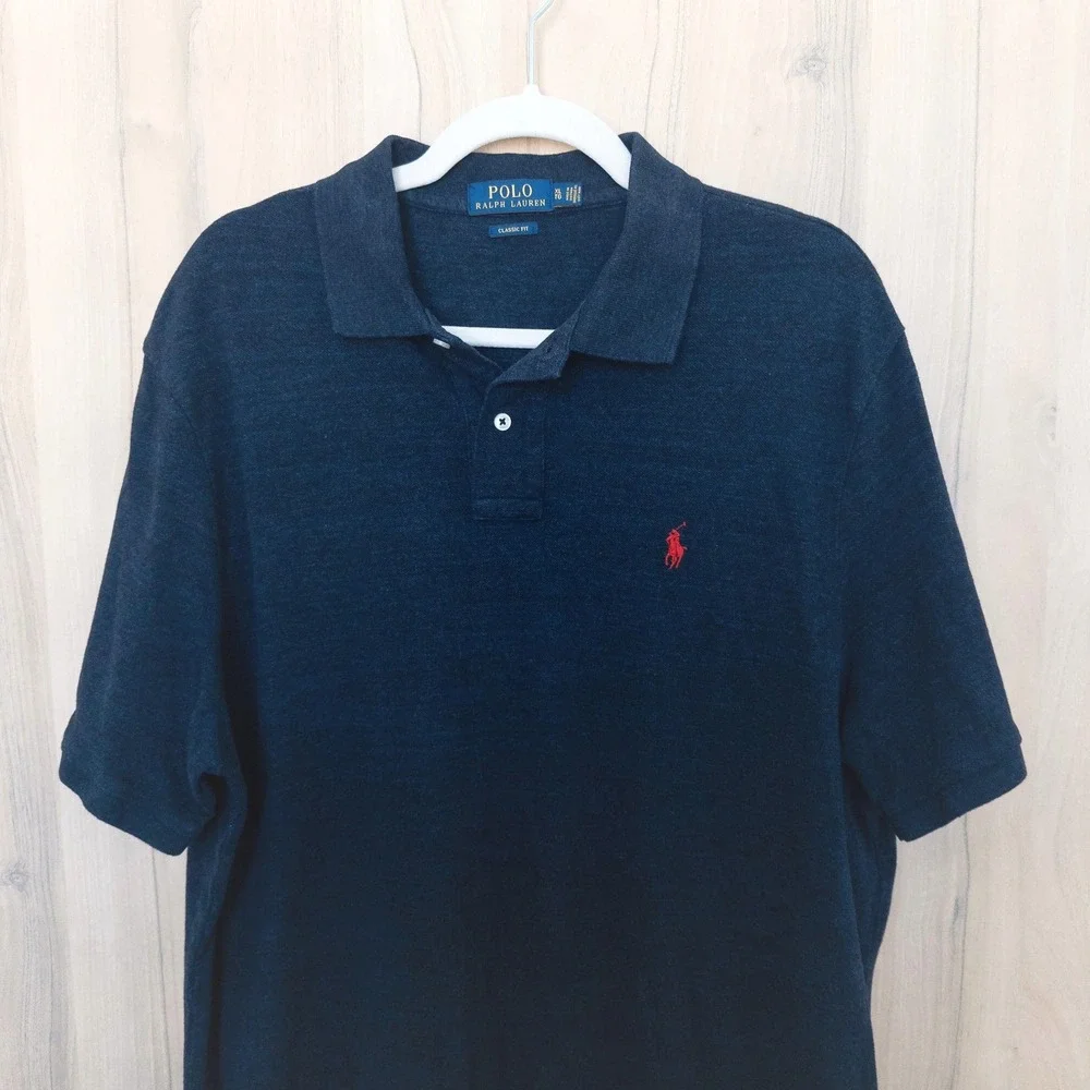 Polo Ralph Lauren Mens Polo Shirt XL Navy Classic Fit Short Sleeve Preppy Golf
